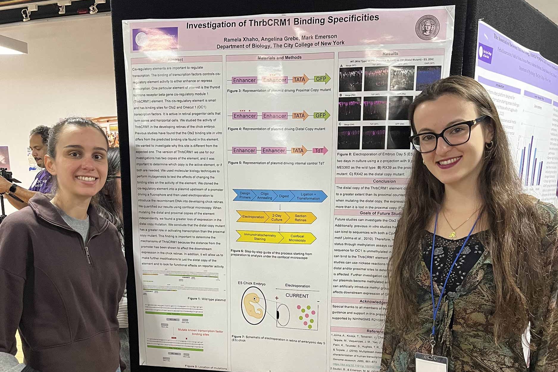Ramela and Angelina present a poster on Investigation of ThrbCRM1 Binding Specificities